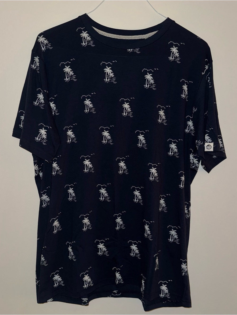 Free Planet Black Short Sleeve Tee with White Palm Print